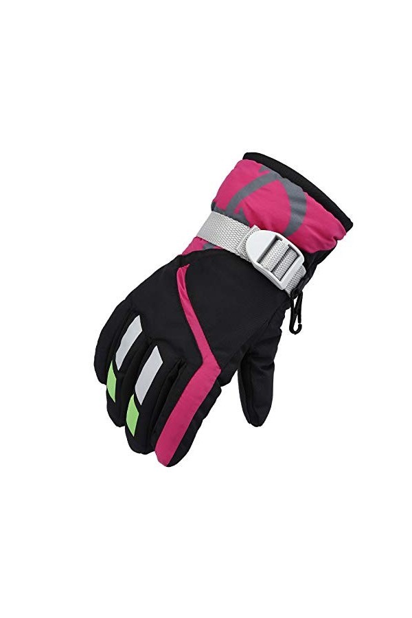 Moufles de neige pour filles et filles - Coupe-vent - Hiver - Garçons de ski - Gants pour enfants - Avec poche, Noir , taille