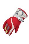 Moufles de neige pour filles et filles - Coupe-vent - Hiver - Garçons de ski - Gants pour enfants - Avec poche, Rouge, taille