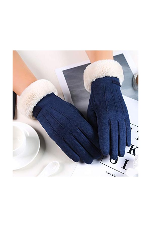 Y^2^K Gants de style Plus Gants en hiver Automne Coupe-vent en velours pour femme Gants moufles pour homme, Bleu, taille uniq