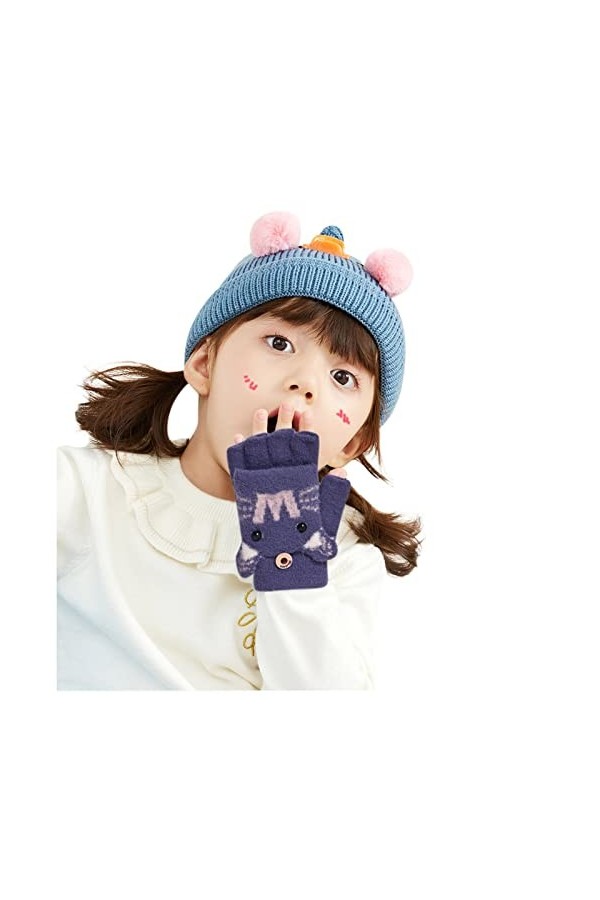 Générique Gants Tactiles Femme Homme Hiver Chaud Gants Convertibles pour Enfants avec Dessus Chaud sans Doigts Plume Gants Lo