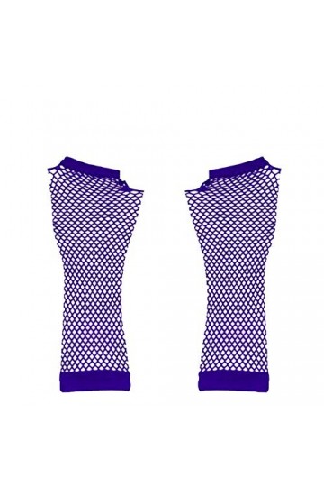 Gants pour femme en nylon élastique - Maille en maille - Mitaines - Mitaines - Pour temps froid, violet, taille unique