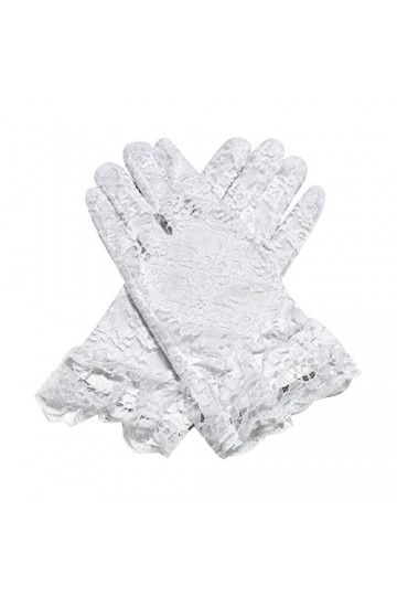 Moufles pour femme isolées par temps froid pour femme - Sexy à pois noirs - Dentelle courte - Respirantes - Protection solair