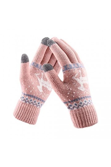 Hudhowks Gants dhiver pour écran Tactile - Gants en Tricot - Gants dhiver pour Femme - Imprimé Floral - pour Garder au Chau