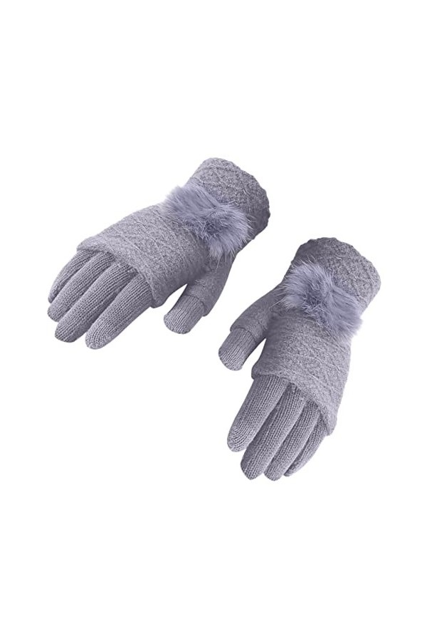 IQYU Gants doublés pour femme - Gants thermiques chauds en tricot doublé polaire - Poignets élastiques - Gants dhiver doublé