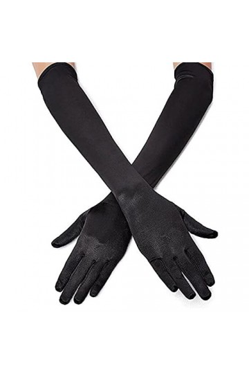 Gants longs en satin pour femme - Gants de danse de mariage - Coude - Opéra des années 1920