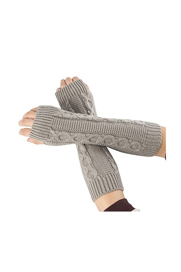 Gants dhiver chauds en tricot torsadé pour femme, mitaines en acrylique, mitaines, mitaines convertibles, café, taille uniqu