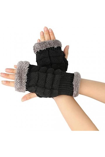 Mitaines dhiver pour femme Mitaines en tricot demi-doigts chauffe-mains tricotés doigts tricotés poignets mitaines dhiver e