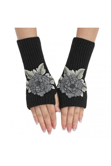 Gefomuofe Mitaines pour femme - En tricot doux et extensible - En tricot - Sans doigts - Extensible - Sans doigts - Mitaines 