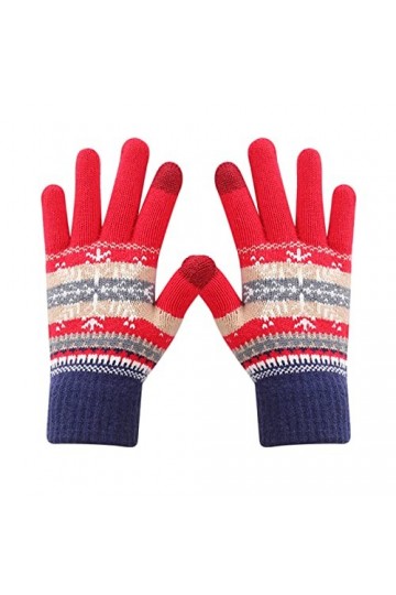 Gants tricotés chauds pour femmes et hommes, gants dhiver pour garder au chaud Noël flocons de neige imprimés golfs en plein