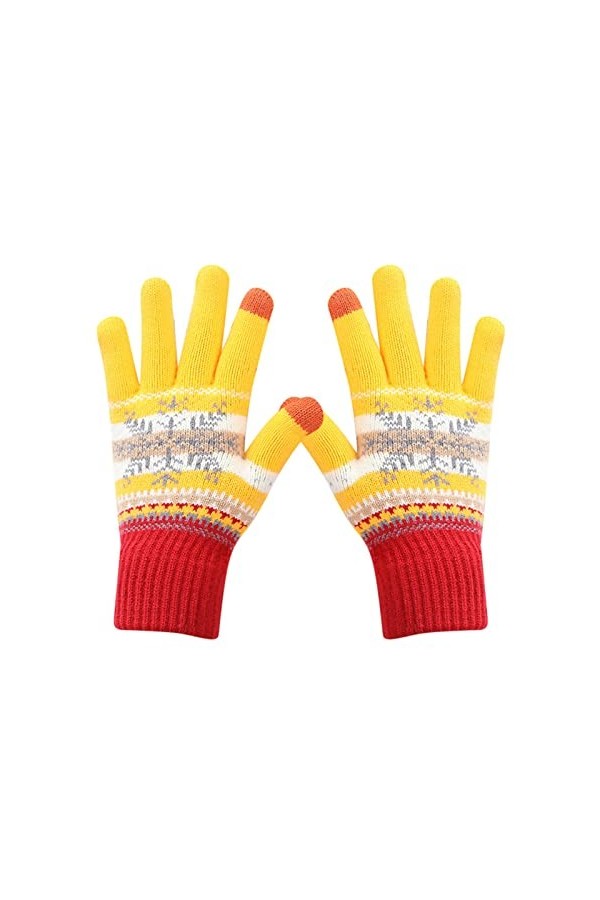 Gants tricotés chauds pour femmes et hommes, gants dhiver pour garder au chaud Noël flocons de neige imprimés golfs en plein