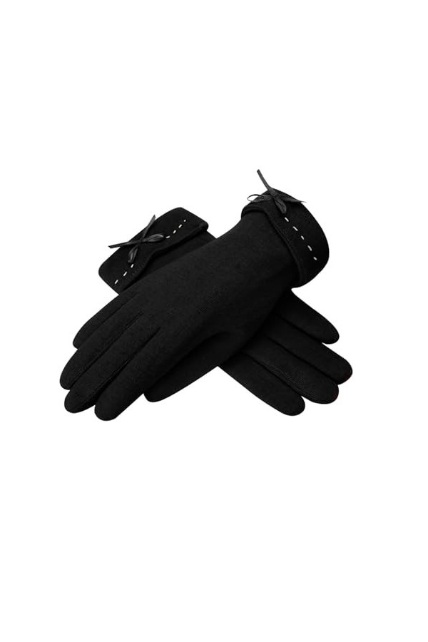 hahuha Moufles pour femme - Automne et hiver - Couleur unie - Isolation épaisse - Pour tous les doigts - Pour temps froid, ro