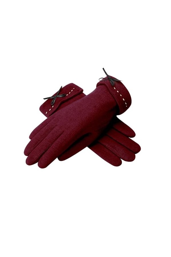 hahuha Moufles pour femme - Automne et hiver - Couleur unie - Isolation épaisse - Pour tous les doigts - Pour temps froid, ro