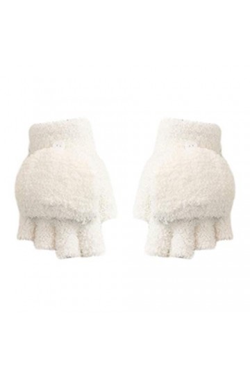 JUNGEN Moufle Demi-Doigts Mitaines en Peluche Gants dhiver Gants moitié Moufles Button Epais Gants Chaud Gants Hiver Chaud 