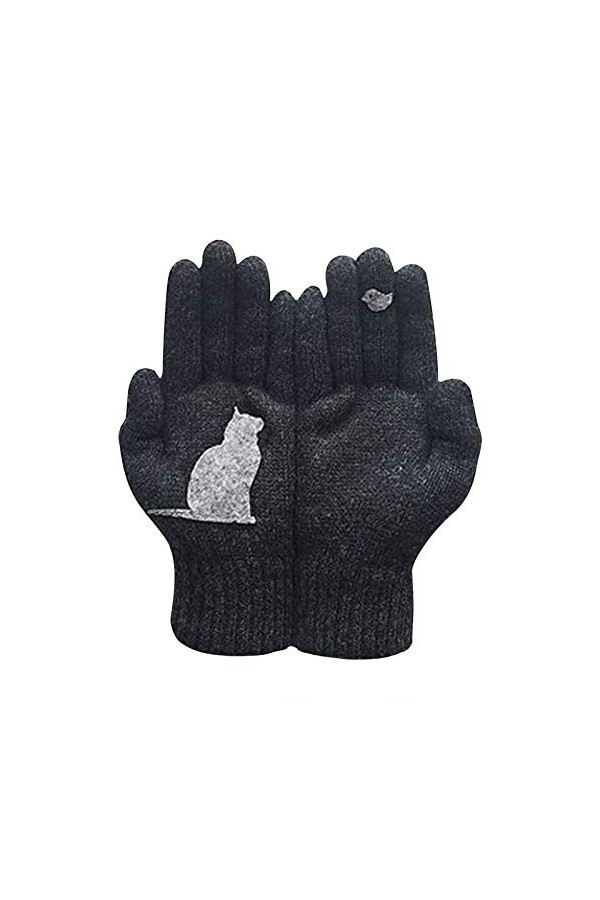 Gants moufles pour homme et femme - Gants dautomne chauds en laine - Gants dhiver pour femme - Pour temps froid