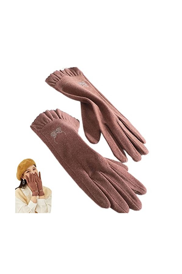 Tytlyworth Gants pour écran Tactile pour Femme - Gants en Velours - Gants dhiver à Une Seule Couche - Gants pour Femme - Mou