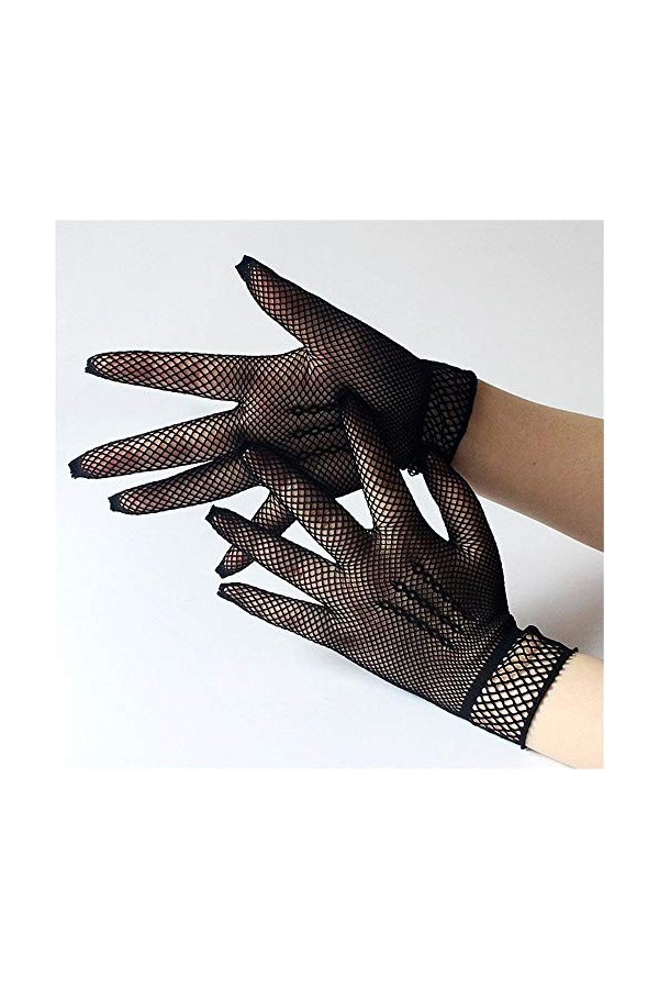 Aeromdale Paire de gants en résille creux pour filles pour lété Noir