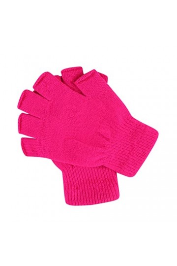 Gants de cyclisme en laine solide pour femme - Gants tricotés et couleurs - Manchettes pour écriture des doigts, rose vif, ta