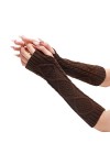 Mitaines sans doigts pour femme - Mitaines dhiver - Mitaines tricotées, café, taille unique