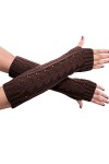 Gefomuofe Gants dhiver chauds en tricot torsadé - Gants dhiver en tricot - Gants sans doigts - Unisexe - Chauffe-bras - Mit