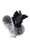 Vovotrade® Femmes Gants en cuir Automne Hiver gants de fourrure de lapin chaud mitaines