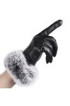 Vovotrade® Femmes Gants en cuir Automne Hiver gants de fourrure de lapin chaud mitaines