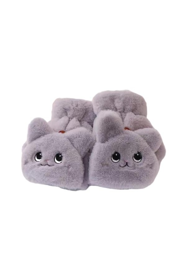 Bodhi2000 1 paire de moufles extensibles en peluche pour femme - Motif animal de dessin animé - Épais - Coupe-vent - Résistan