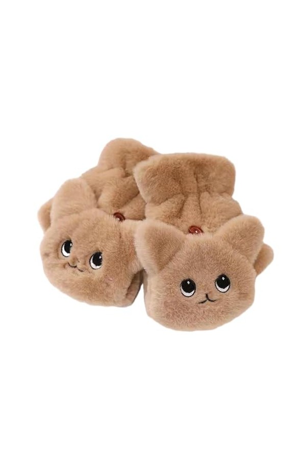 Bodhi2000 1 paire de moufles extensibles en peluche pour femme - Motif animal de dessin animé - Épais - Coupe-vent - Résistan