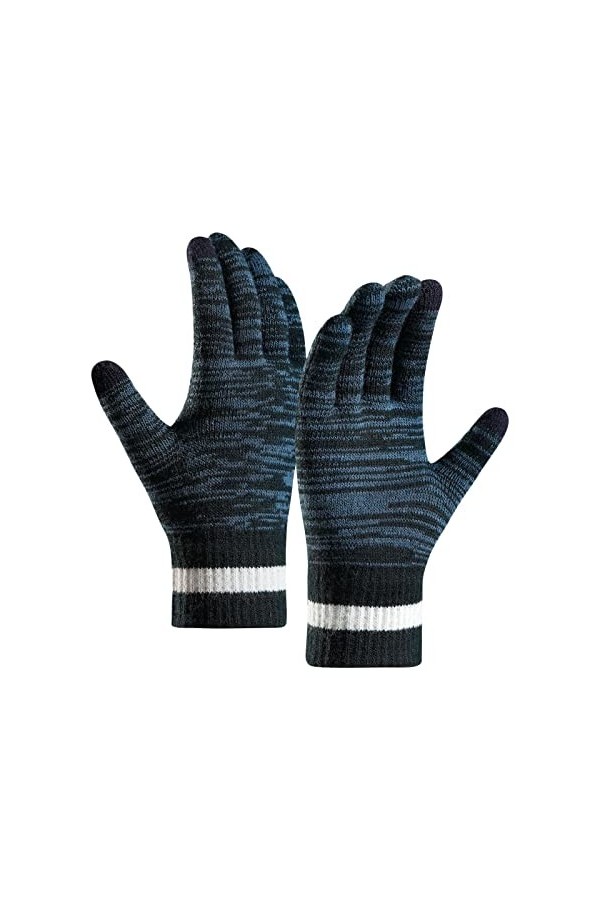 Moufles pour femme par temps froid - Gants dhiver chauds en tricot - Poignets élastiques - Gants dhiver pour homme