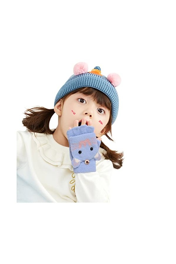 Générique Gants Tactiles Femme Homme Hiver Chaud Gants Convertibles pour Enfants avec Dessus Chaud sans Doigts Plume Gants Lo