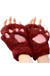 Gants en polaire pour femme - Mitaines chaudes - Chaudes - Pour lextérieur - Chauffe-mains - Pour lhiver - Chat - Patte - M