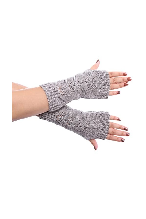Moufles pour femme Automne et Hiver Casual Simple Couleur unie Mode Twist Hollow Knit Gants chauds Mitaines