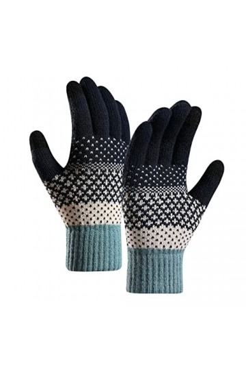 YANFJHV Femmes Hiver Écran Gants Chaud Tricoté Manchette Élastique Hiver SM Gants Boucles doreilles Femmes Véritable Marine