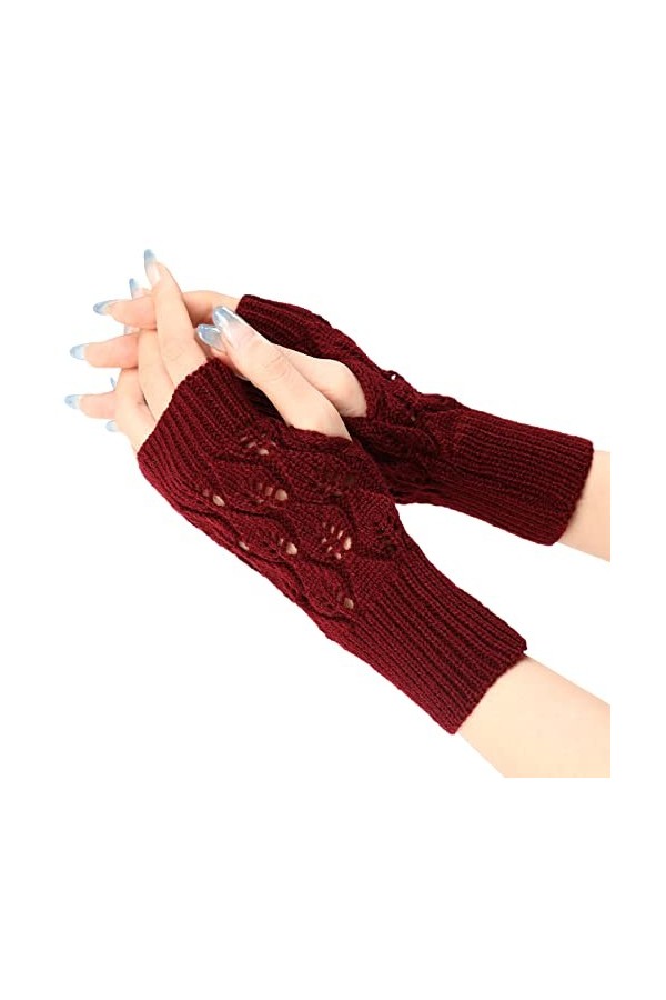 Gants sans doigts unisexes - Mitaines de sport - Chauffe-bras - Pour femme - Mitaines en tricot fin - Mitaines chaudes pour l