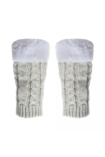 Mitaines sans doigts pour femme - En tricot doux et extensible - Mitaines dhiver tricotées avec trou pour le pouce - Gants d