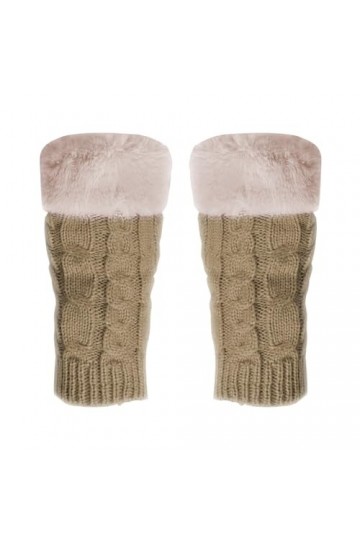 Mitaines sans doigts pour femme - En tricot doux et extensible - Mitaines dhiver tricotées avec trou pour le pouce - Gants d