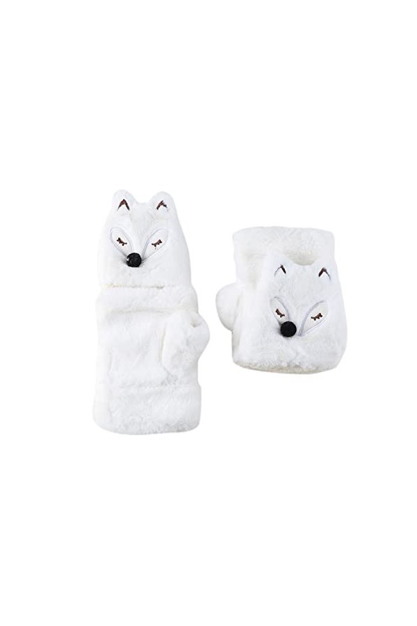 Gants dhiver en fausse fourrure pour femme - En peluche, kaki, taille unique