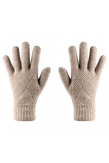Gants pour écran tactile pour femme en tricot antidérapant chaud pour temps froid, kaki, taille unique