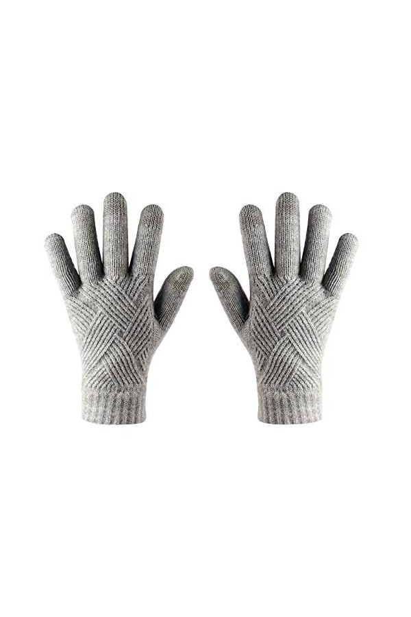 Gants pour écran tactile pour femme en tricot antidérapant chaud pour temps froid, kaki, taille unique