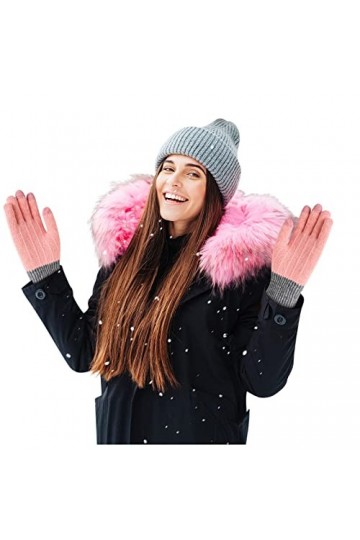 Gants dhiver en velours épais pour femme - Pour lautomne et lextérieur - Gants chauds en tricot