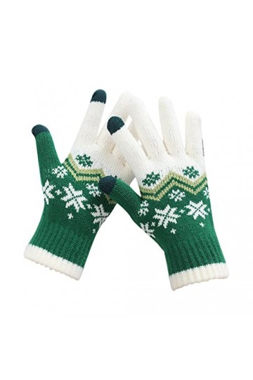 Les femmes peuvent activer les gants décran Gants tricotés chauds extensibles Moufles dhiver Garder au chaud Tricot Noël Fl