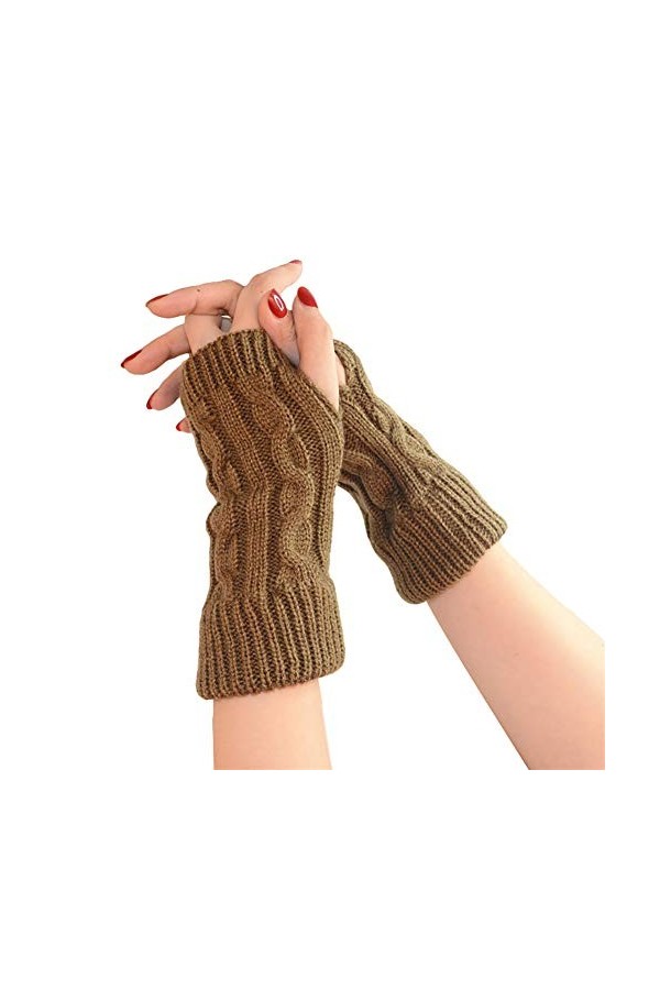 JUNGEN Gants tricotée Gants Sans Doigts Trou de pouce Fingerless Moufle Mitaines dhiver Gants Chauds pour Hommes Femmes Kak