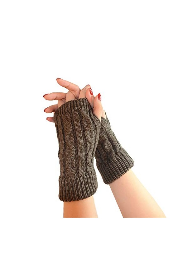 JUNGEN Gants tricotée Gants Sans Doigts Trou de pouce Fingerless Moufle Mitaines dhiver Gants Chauds pour Hommes Femmes Kak