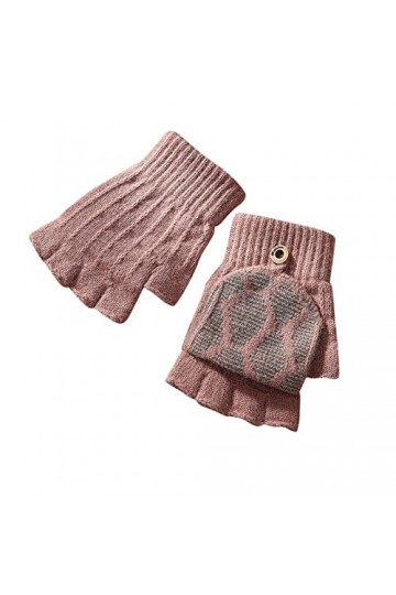 LOIJMK Femmes Automne et Hiver Mignon Couleur Unie Sans Doigts Mignon Bouton de frappe Chaud Épais Gants Laque Catsuit S, a, 