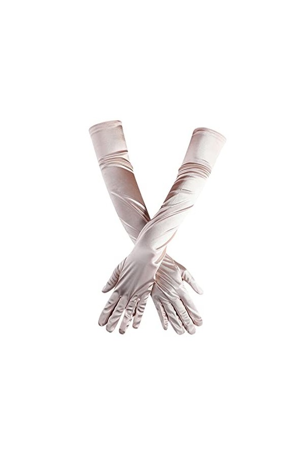 Gants de danse opéra, coude, doigt des années 1920, gants de mariée longs en satin pour femme, bleu clair, taille unique