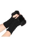 Goldmax Mitaines dhiver demi-doigts - Gants chauds en tricot avec trou pour le pouce - Moufles dhiver au crochet - Gants d