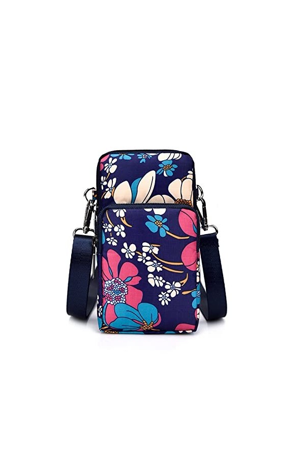 YAMEIZE Femme Sac Bandoulière Téléphone Crossbody-Imperméable Portable Porte Monnaie Réglable Sacoche Fleur Noir