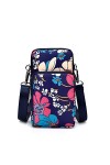 YAMEIZE Femme Sac Bandoulière Téléphone Crossbody-Imperméable Portable Porte Monnaie Réglable Sacoche Fleur Noir