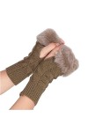 Goldmax Mitaines dhiver demi-doigts - Gants chauds en tricot avec trou pour le pouce - Moufles dhiver au crochet - Gants d