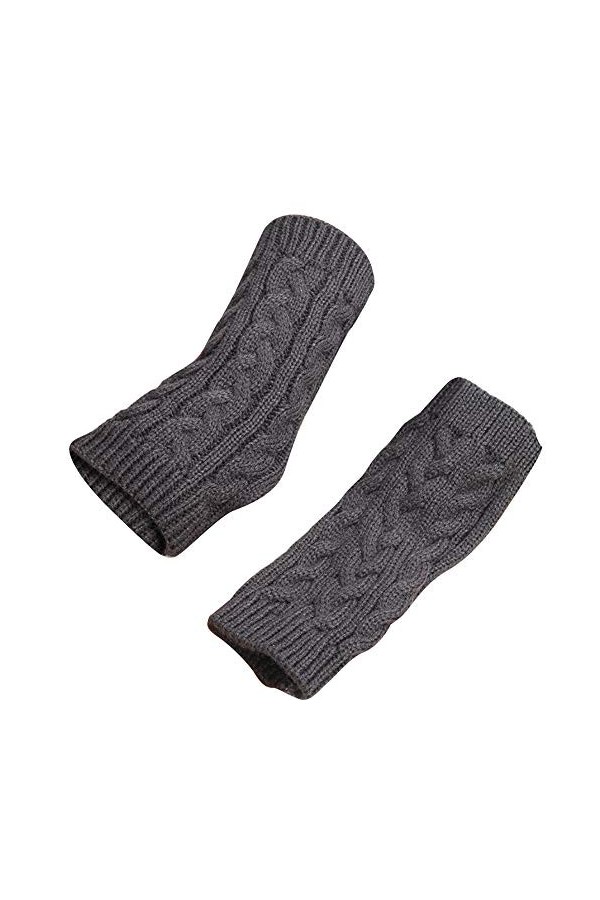 LOIJMK Femmes Hiver Chaud Doigts Mitaines Crochet Trou Pouce Piston Main Moufles Robe de Servante, gris foncé, taille unique