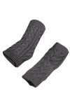LOIJMK Femmes Hiver Chaud Doigts Mitaines Crochet Trou Pouce Piston Main Moufles Robe de Servante, gris foncé, taille unique
